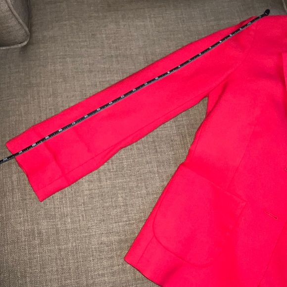 J.Crew Size 2 Red Suiting Two Button Jacket/Blazer with Leather Button - Picture 16 of 16